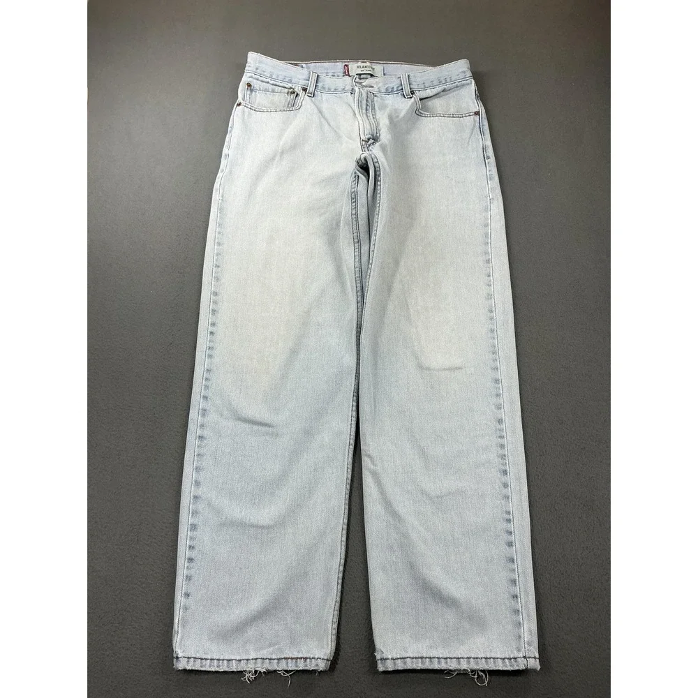 Levis 550‎ Relaxed Fit Jeans Mens 37x31 Blue High Rise Tapered Denim Distressed
